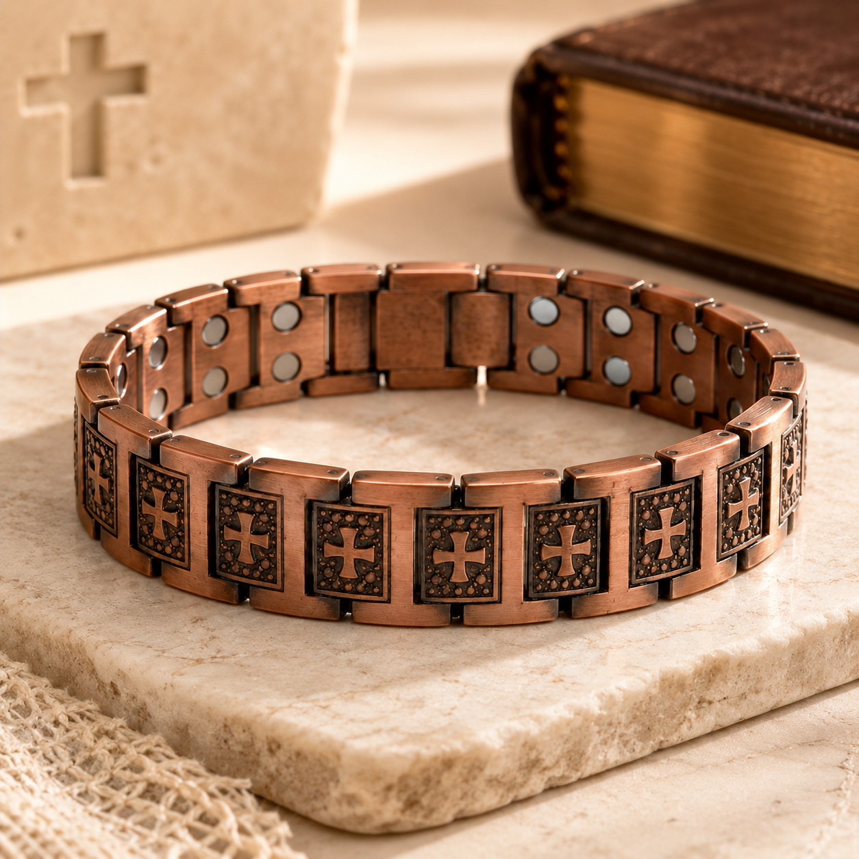 Centered Cross Copper Bracelet