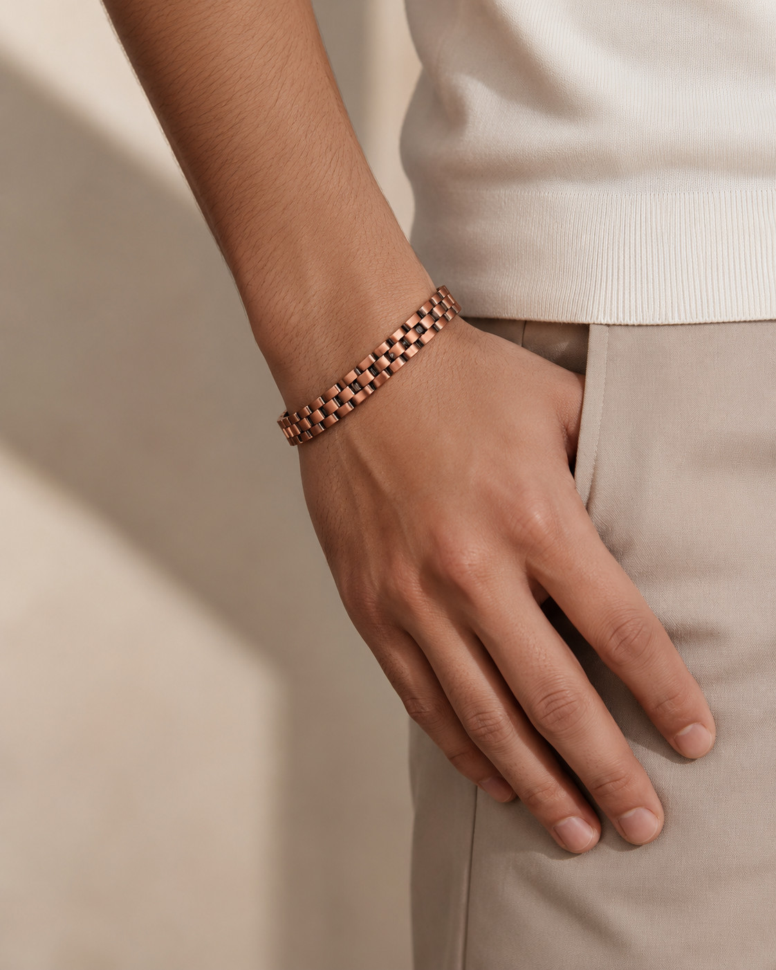Square Link Pure Copper Bracelet view 4