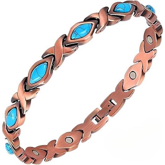 Blue Stone Leaf Copper Bracelet