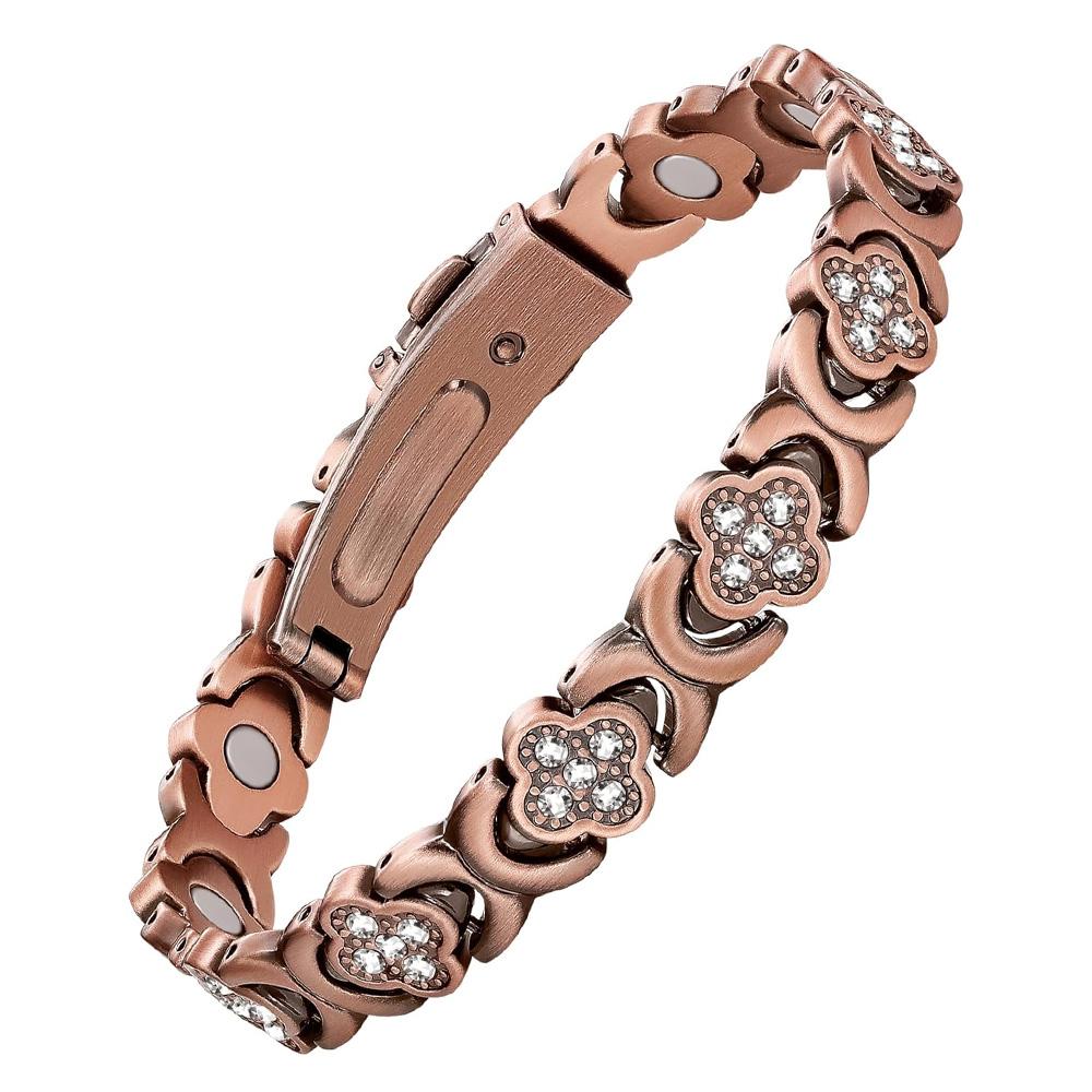 Crystal Flower Copper Bracelet view 5