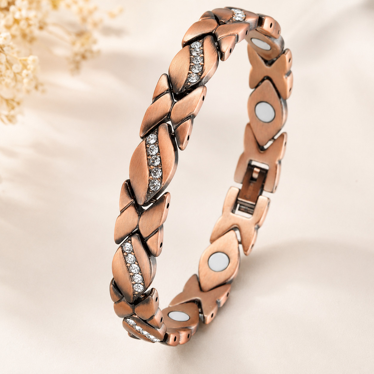 Crystal Leaf Pure Copper Bracelet view 4