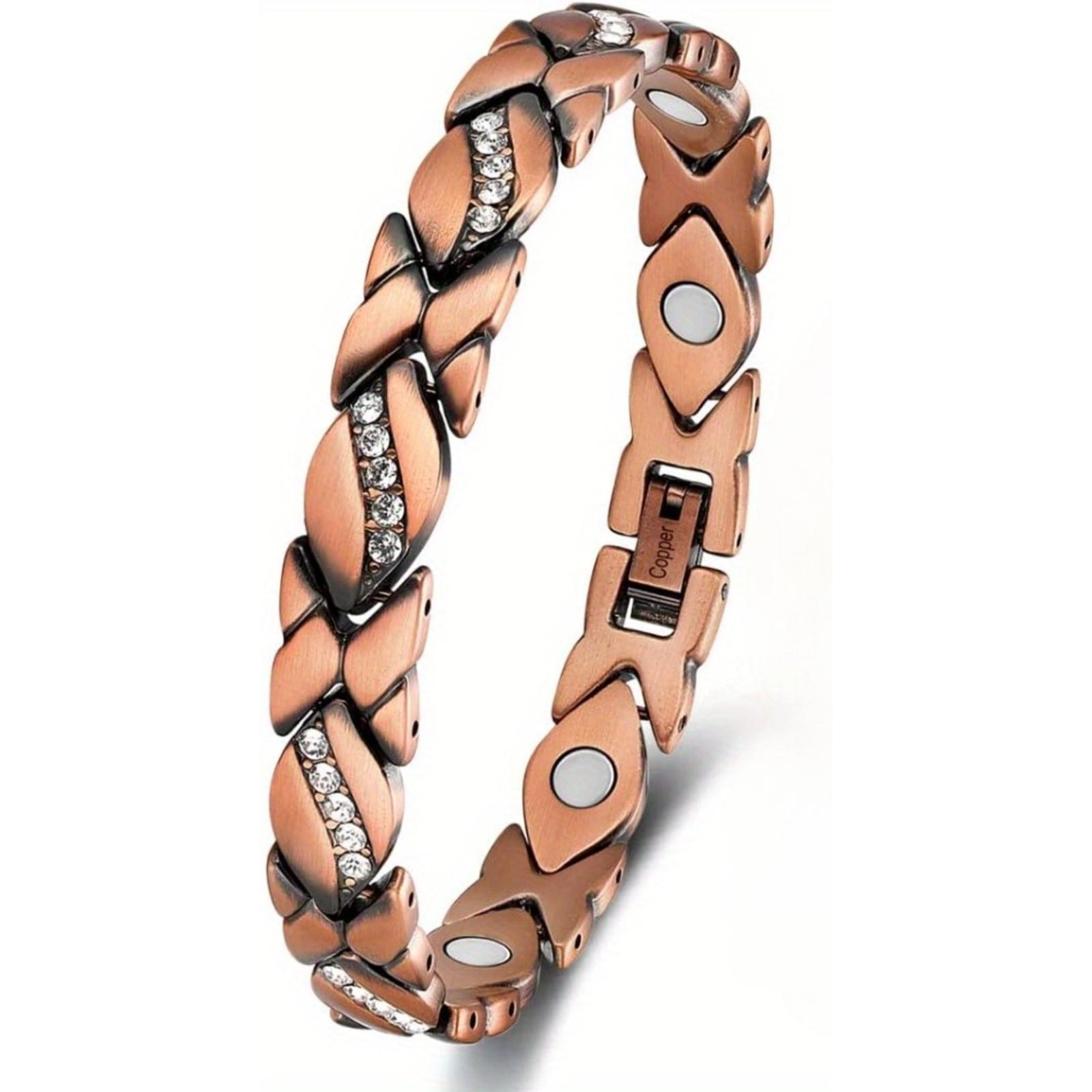 Crystal Leaf Pure Copper Bracelet