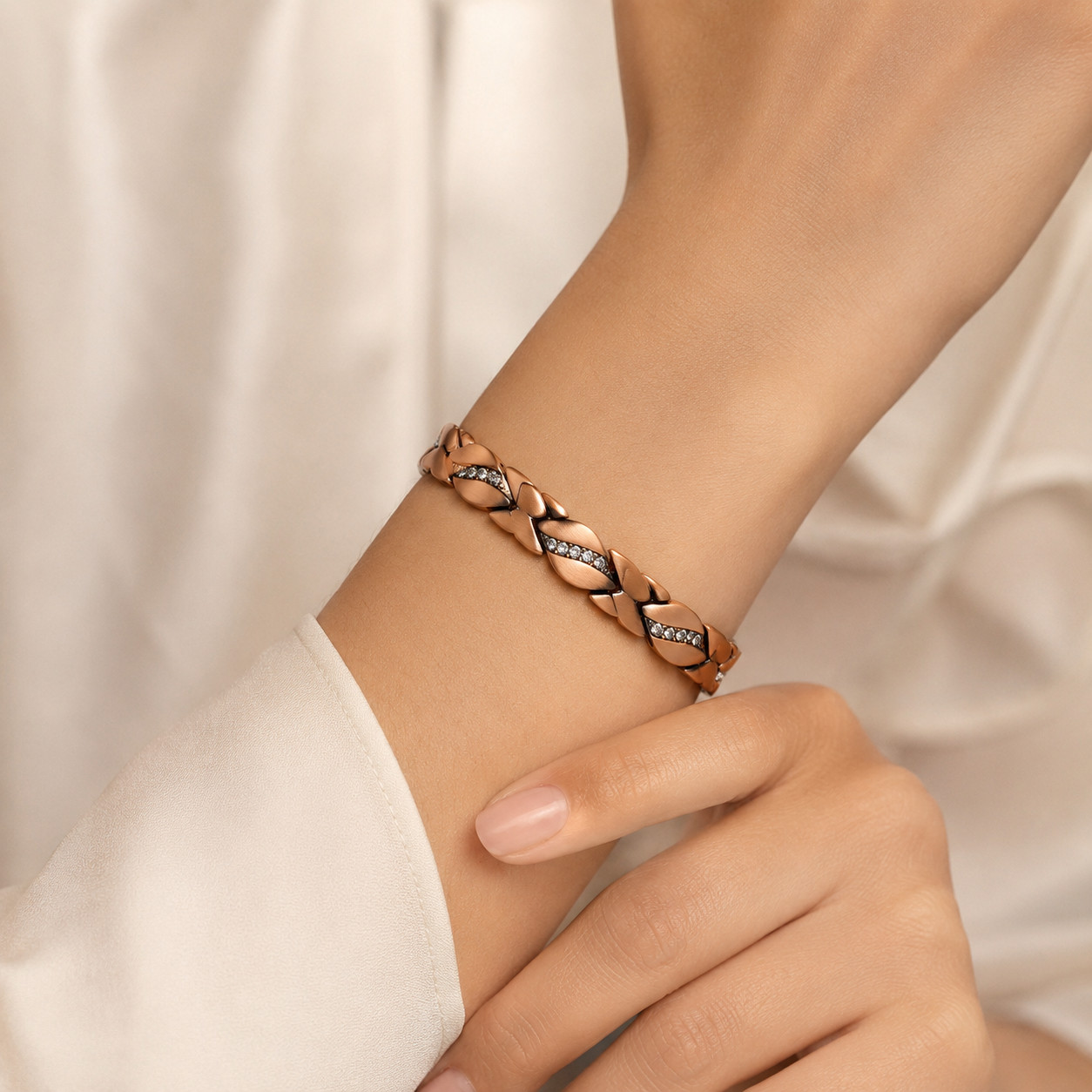 Crystal Leaf Pure Copper Bracelet