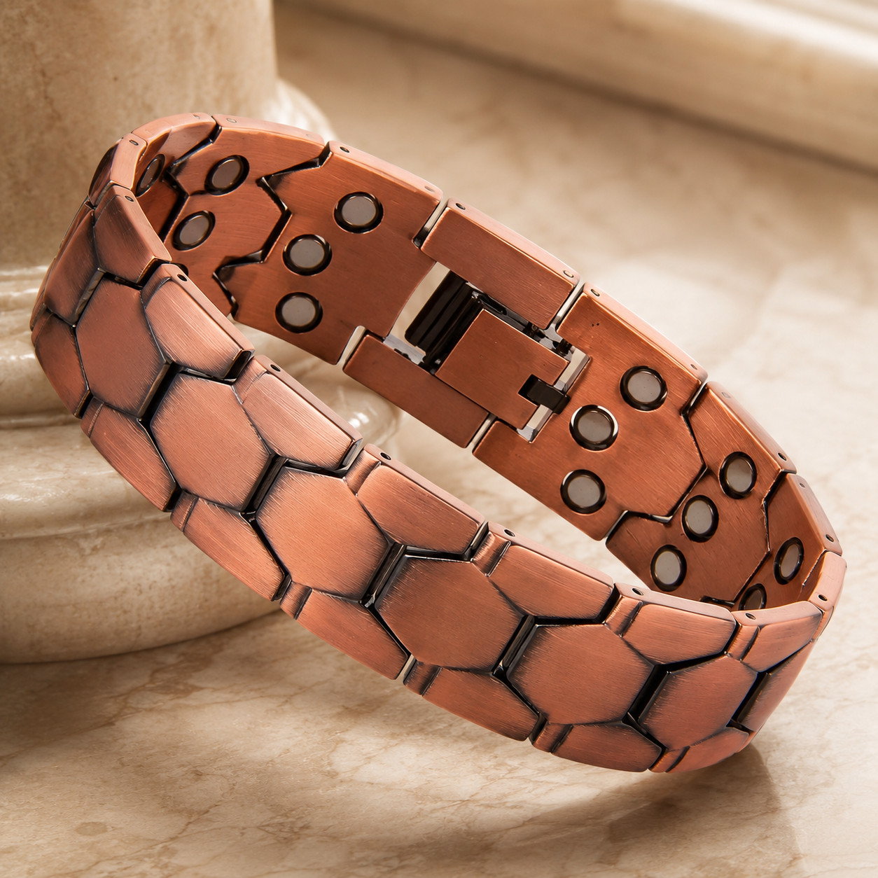 Hexagon Link Pure Copper Bracelet view 4