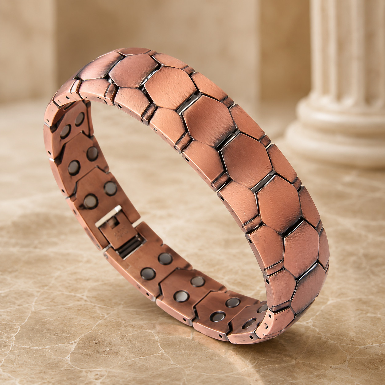 Hexagon Link Pure Copper Bracelet view 3
