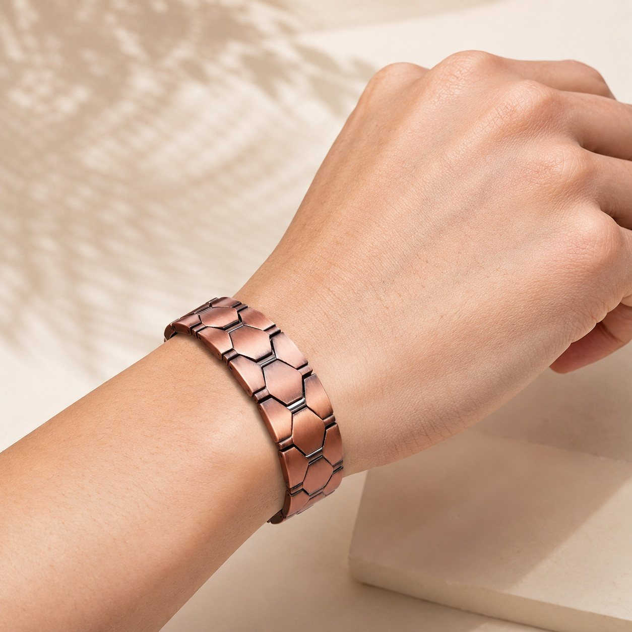 Hexagon Link Pure Copper Bracelet