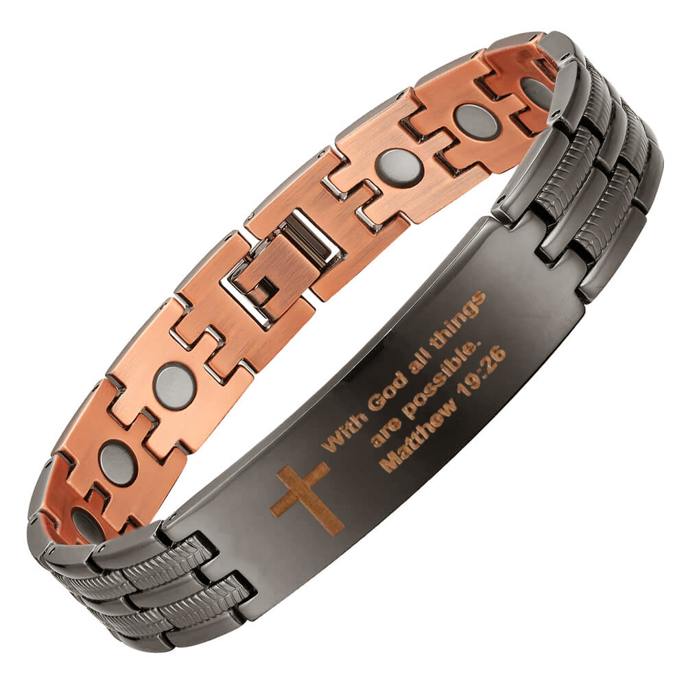 Matthew 19:26 Copper Magnetic Bracelet view 4