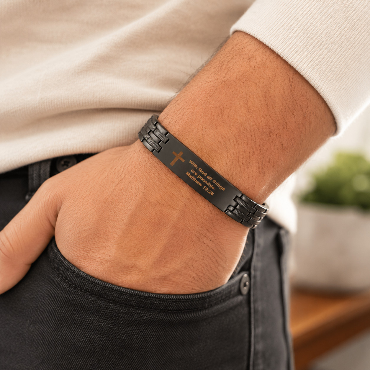 Matthew 19:26 Copper Magnetic Bracelet view 5
