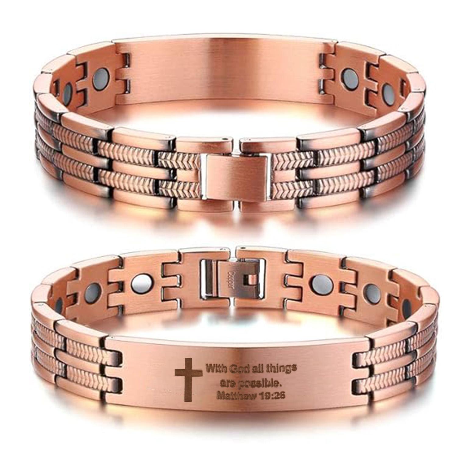 Matthew 19:26 Copper Magnetic Bracelet view 3