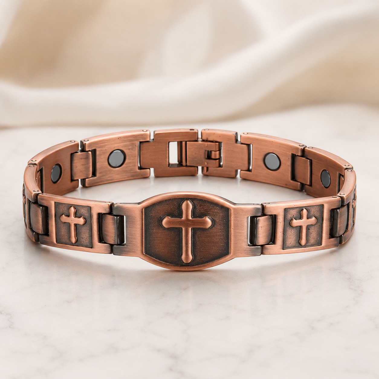 Shield Cross Pure Copper Bracelet view 5