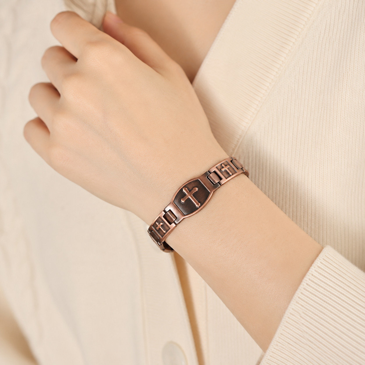 Shield Cross Pure Copper Bracelet