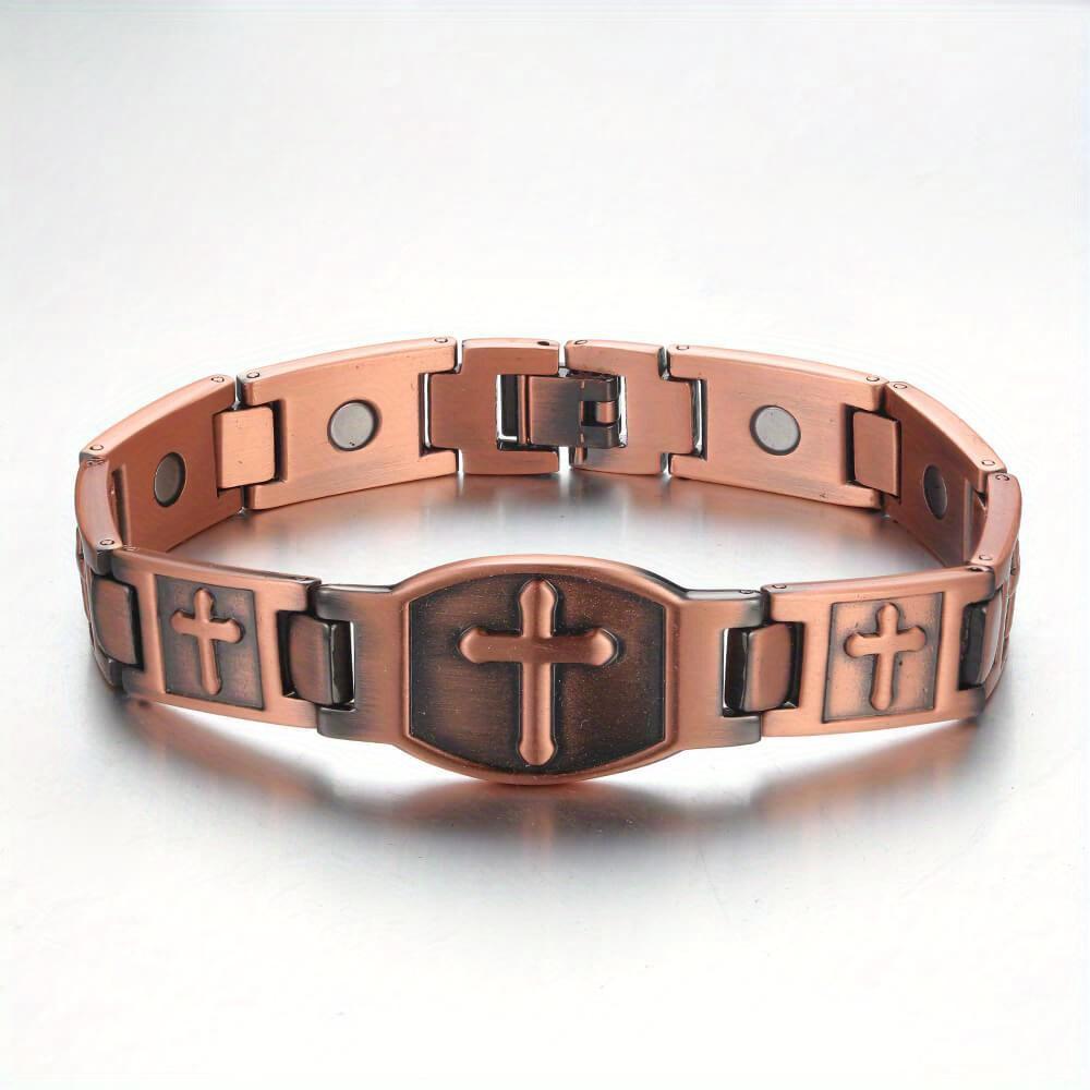 Shield Cross Pure Copper Bracelet view 4