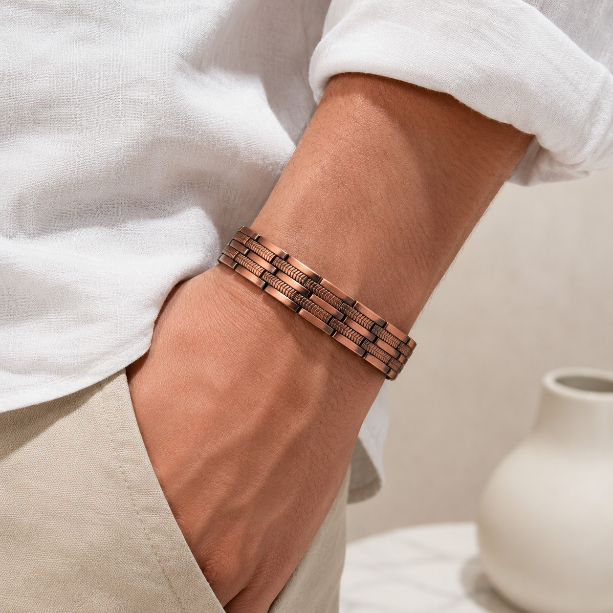 Simple Link Copper Magnetic Bracelet