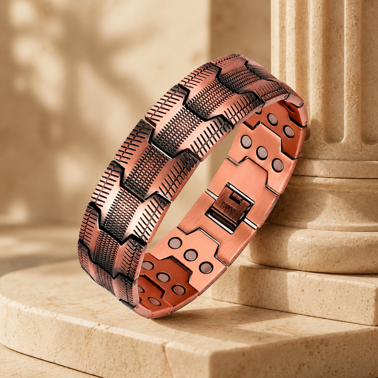 Textured Link Pure Copper Bracelet view 3