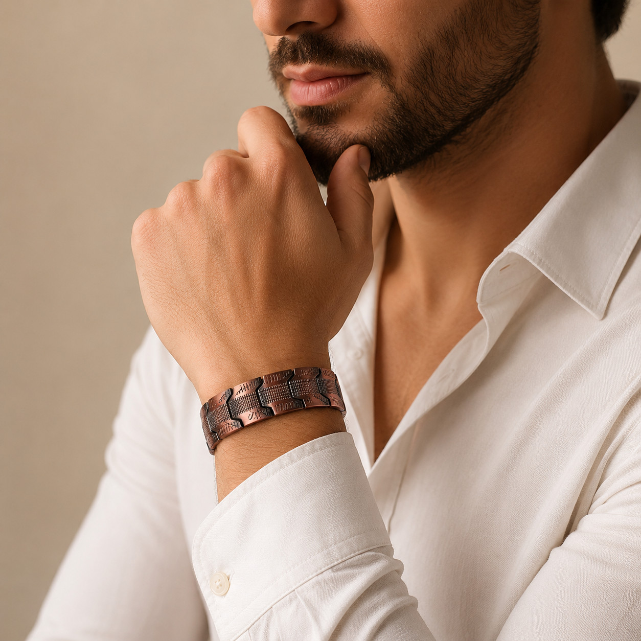 Textured Link Pure Copper Bracelet