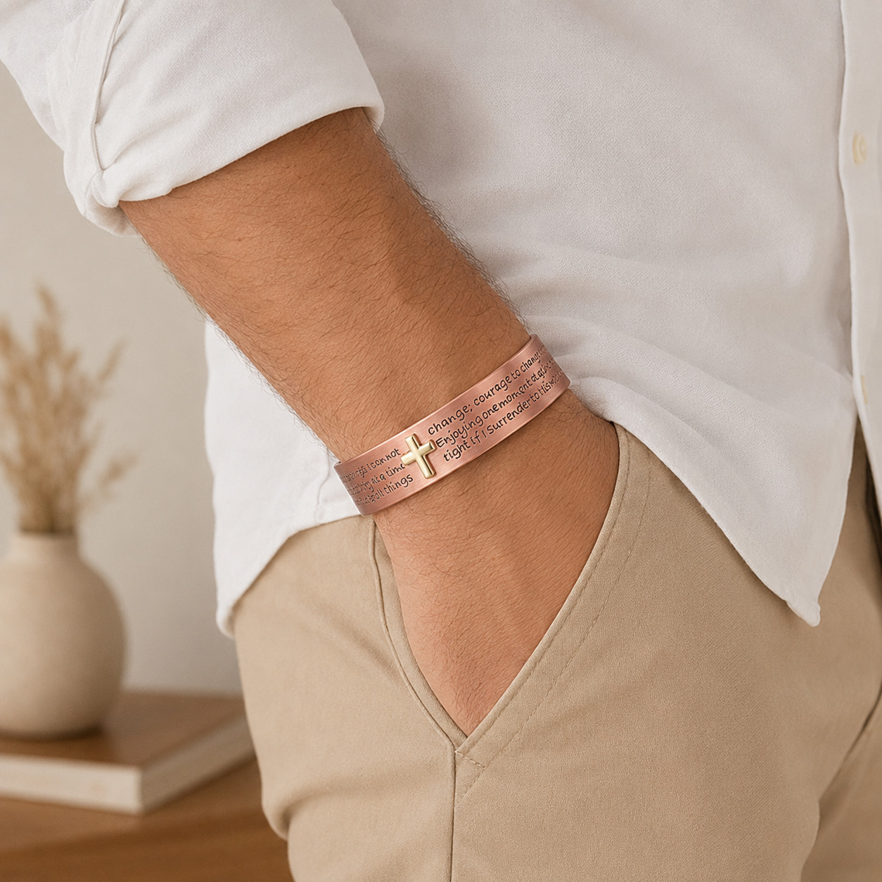 Cross Quote Copper Magnetic Cuff view 3