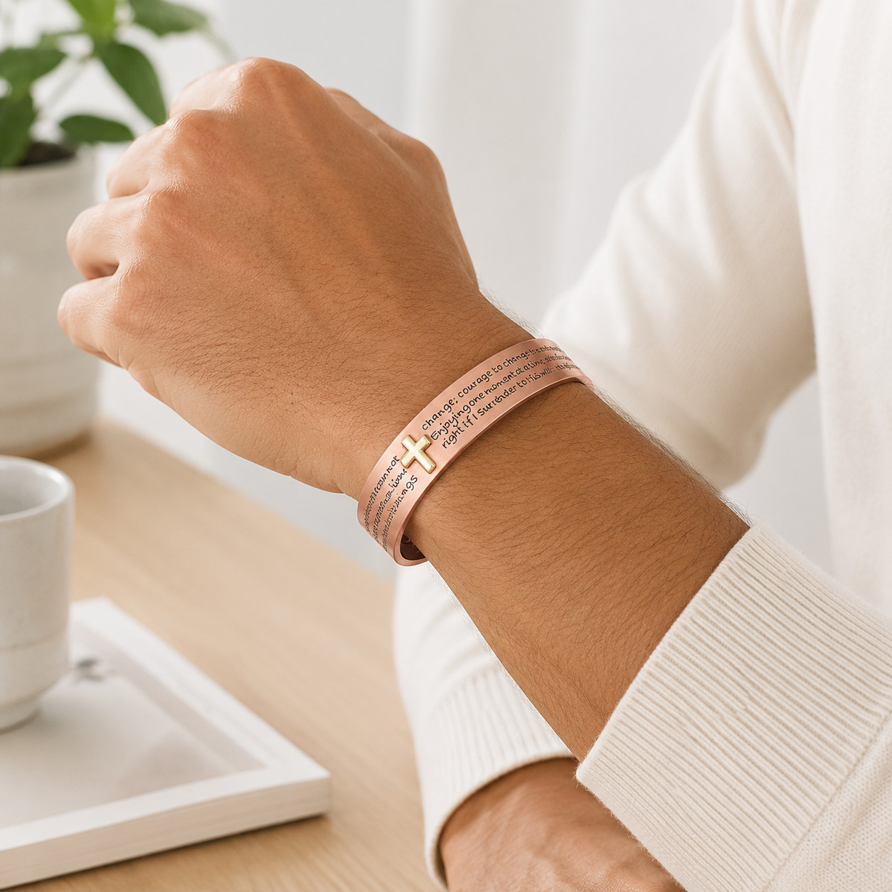 Cross Quote Copper Magnetic Cuff view 4