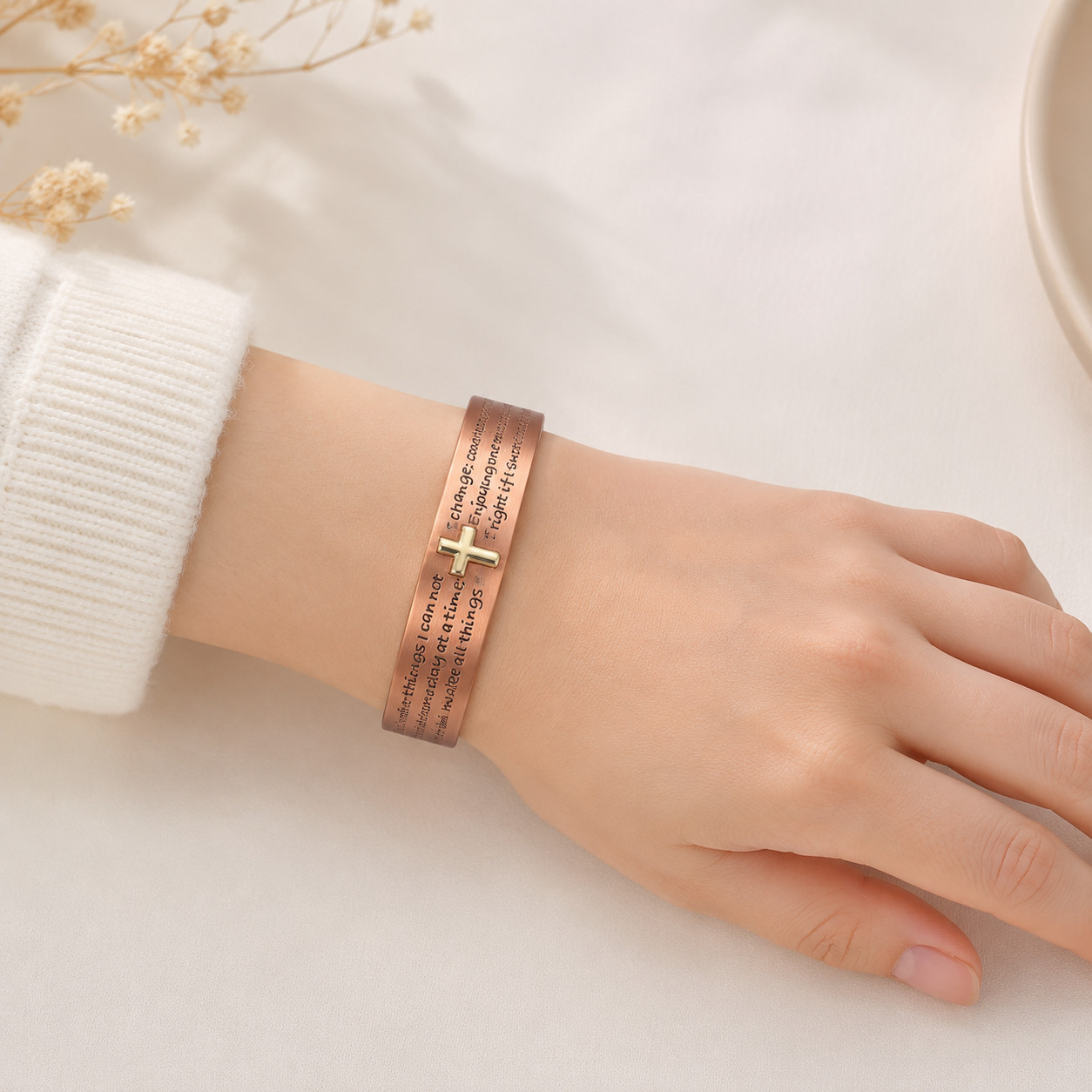 Cross Quote Copper Magnetic Cuff