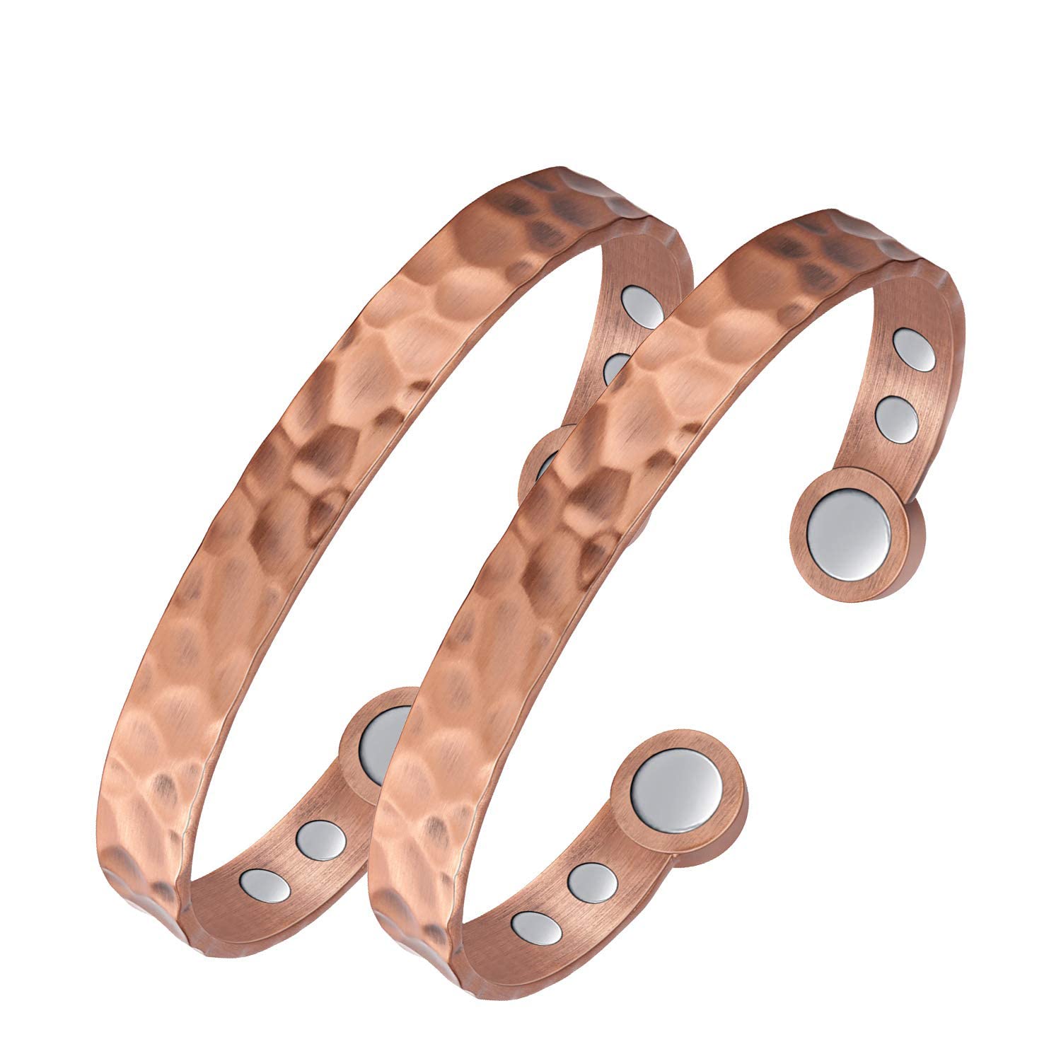 Hammered Pure Copper Magnetic Cuff view 3