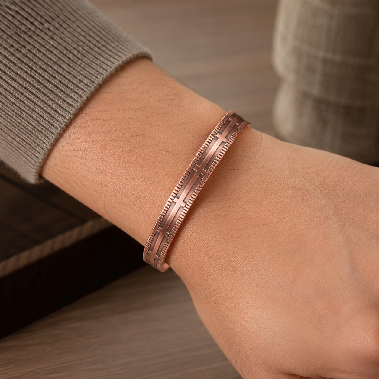 Minimal Copper Magnetic Cuff view 4