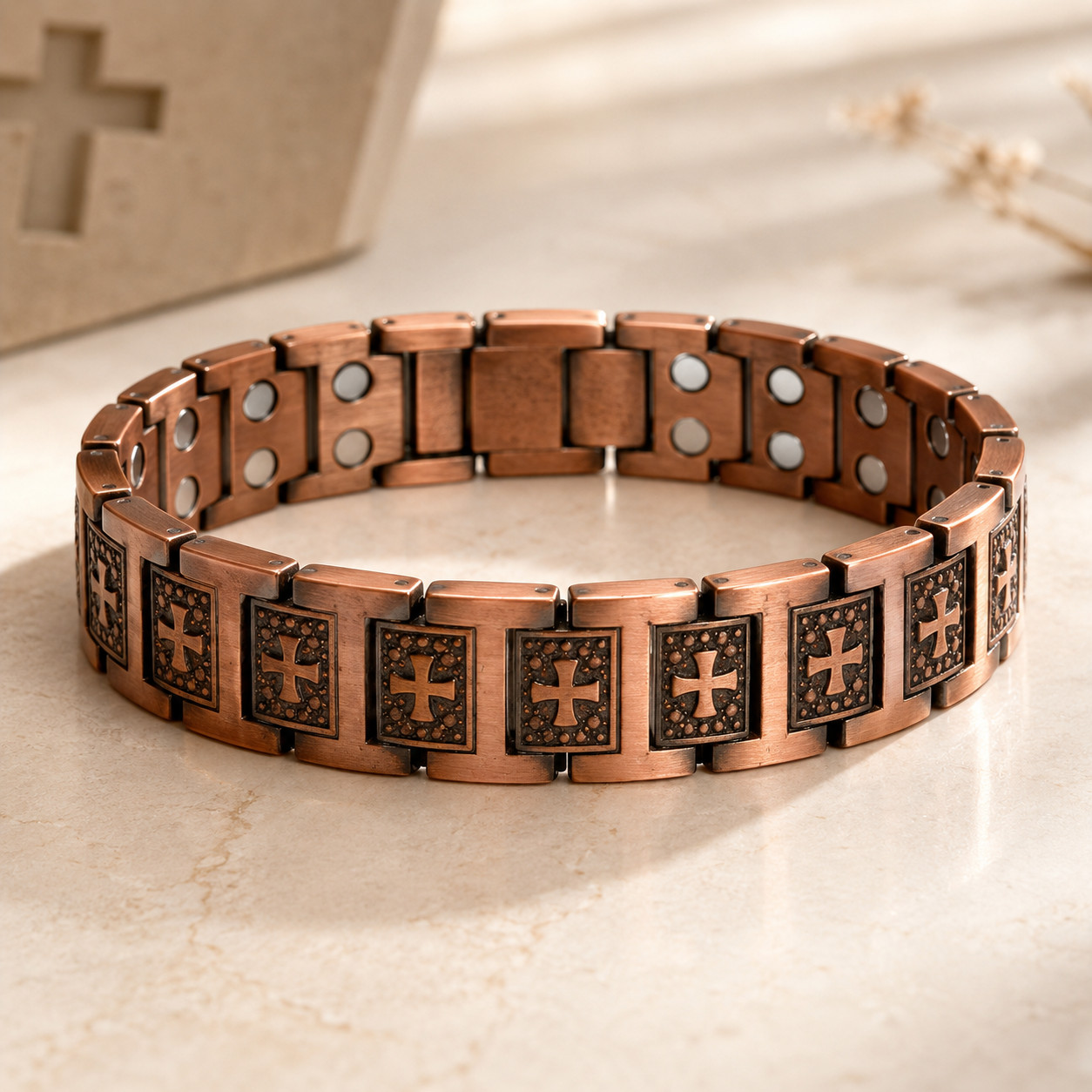 Centered Cross Copper Bracelet